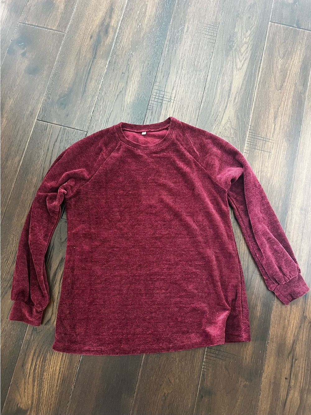 Crewneck chenille wine red sweatshirt